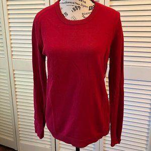 Red Banana Republic sweater with gold placket button trim